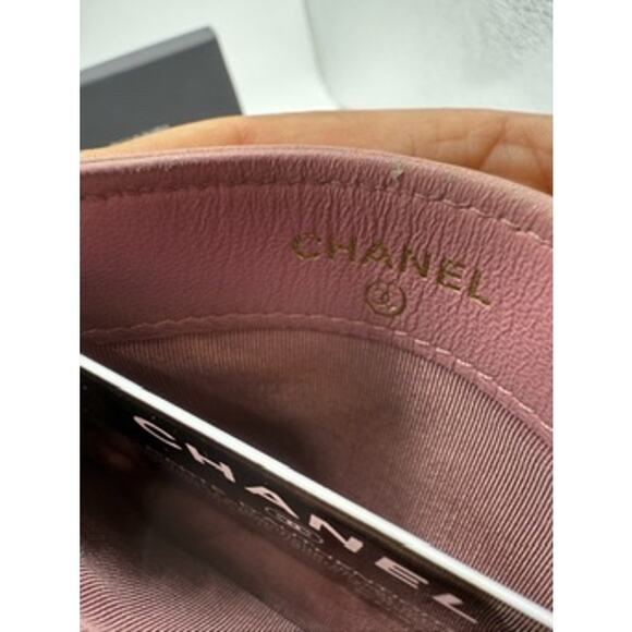 Chanel Metallic Quilted Boy Card Holder Pink*FULL INCLUSION*original COA CARD - Picture 6 of 13